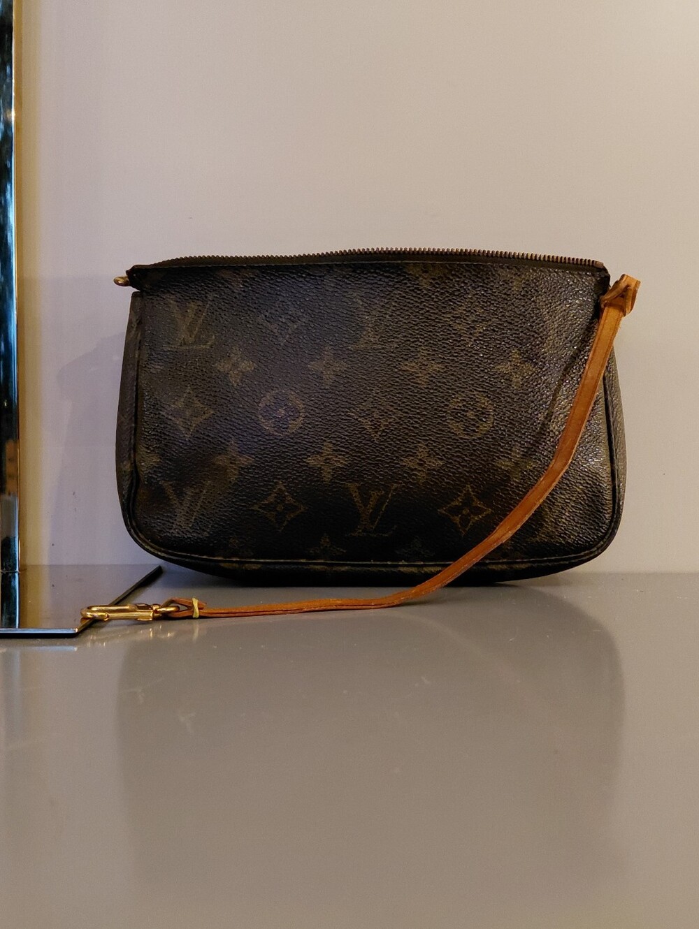 Louis Vuitton Monogram Wristlet Pouch in Brown